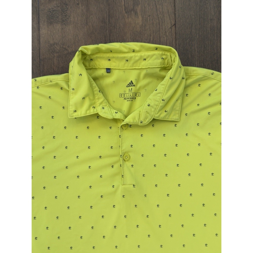 Adidas Polo Shirt Mens M Green Short Sleeve Primegreen The River Golf Club‎ Logo